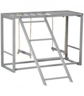 Chicken Activity Play Fir Wood Grey 100L x 110W x 70Hcm Swing Set for 3-4 Birds