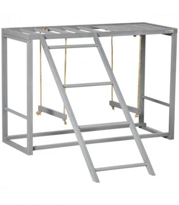 Chicken Activity Play Fir Wood Grey 100L x 110W x 70Hcm Swing Set for 3-4 Birds