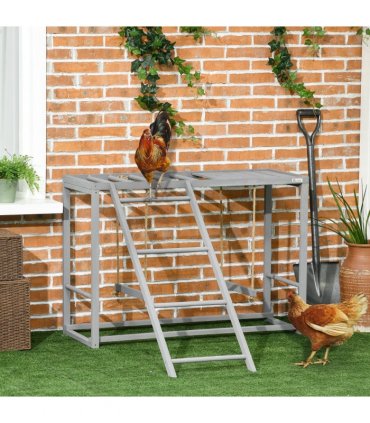 Chicken Activity Play Fir Wood Grey 100L x 110W x 70Hcm Swing Set for 3-4 Birds