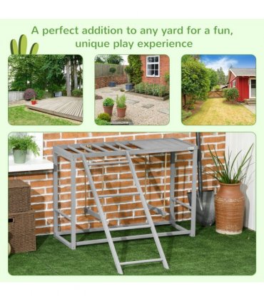 Chicken Activity Play Fir Wood Grey 100L x 110W x 70Hcm Swing Set for 3-4 Birds