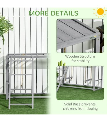 Chicken Activity Play Fir Wood Grey 100L x 110W x 70Hcm Swing Set for 3-4 Birds