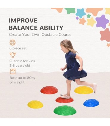 ZONEKIZ Balance River Stones w/ Non-Slip Mats for Ages 3-8 Years