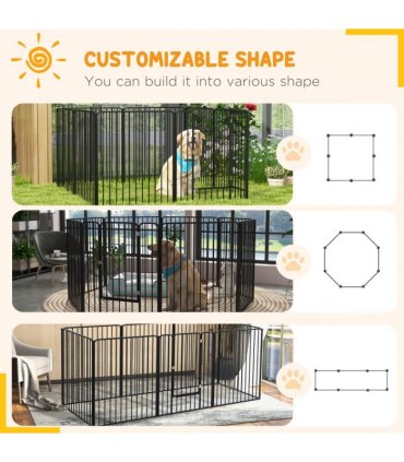 PawHut 100cm 8 Panels Heavy-Duty Dog Playpen for Small, Medium Dogs