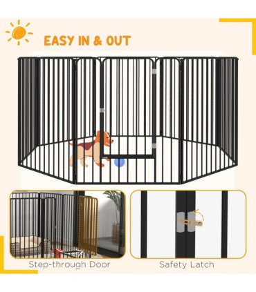 PawHut 100cm 8 Panels Heavy-Duty Dog Playpen for Small, Medium Dogs