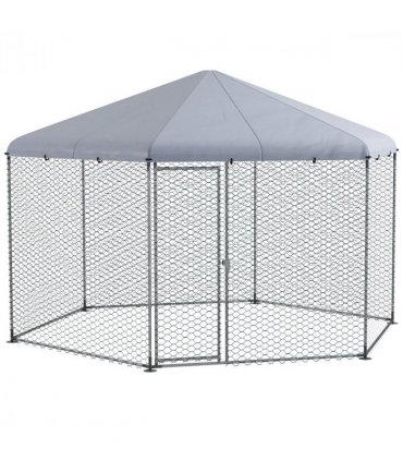 PawHut Walk in Chicken Run with Cover for 10-15 Chickens, Hens, Rabbits, Ducks