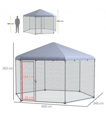 PawHut Walk in Chicken Run with Cover for 10-15 Chickens, Hens, Rabbits, Ducks