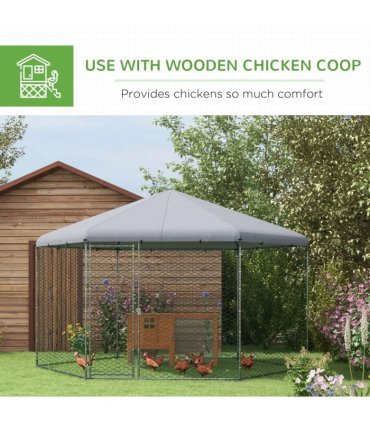PawHut Walk in Chicken Run with Cover for 10-15 Chickens, Hens, Rabbits, Ducks