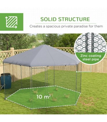 PawHut Walk in Chicken Run with Cover for 10-15 Chickens, Hens, Rabbits, Ducks