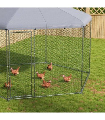 PawHut Walk in Chicken Run with Cover for 10-15 Chickens, Hens, Rabbits, Ducks