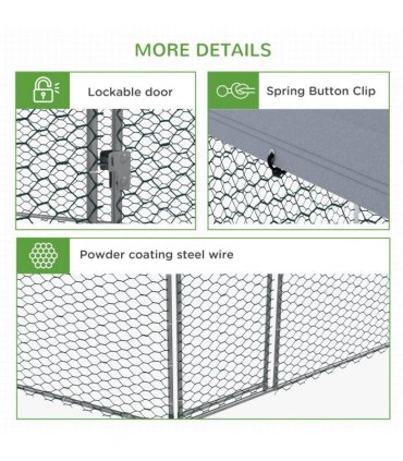 PawHut Walk in Chicken Run with Cover for 10-15 Chickens, Hens, Rabbits, Ducks