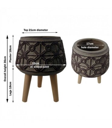 36cm x 26cm Rope Effect Composite Large Planter