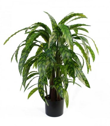 Artificial Calathea Plant Variegated Green 90cm x 70cm Plastic Weighted Base Pot
