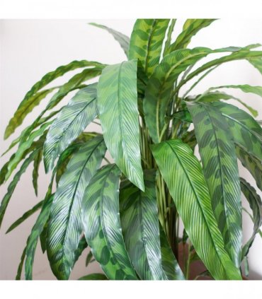 Artificial Calathea Plant Variegated Green 90cm x 70cm Plastic Weighted Base Pot