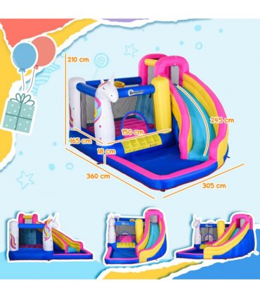 Outsunny 5 in 1 Bouncy Castle for Children with Blower, for Ages 3-8 Years
