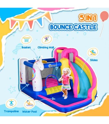 Outsunny 5 in 1 Bouncy Castle for Children with Blower, for Ages 3-8 Years