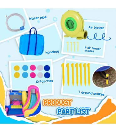 Outsunny 5 in 1 Bouncy Castle for Children with Blower, for Ages 3-8 Years