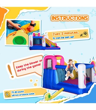 Outsunny 5 in 1 Bouncy Castle for Children with Blower, for Ages 3-8 Years