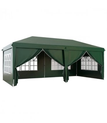 Gazebo Green Steel Oxford 270H x 585L x 295Wcm Pop Up with 6 Removable Walls