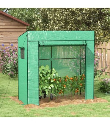 Outsunny Walk-in Garden Green House with Large Roll-up Door and 2 Mesh Windows