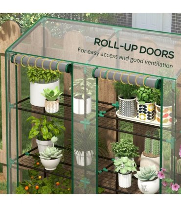 Outsunny Mini Green House with 3 Tier Shelves, 151H x 143W x 46Dcm, Clear
