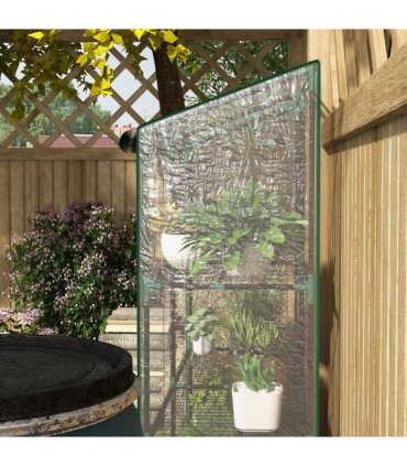 Outsunny Mini Green House with 3 Tier Shelves, 151H x 143W x 46Dcm, Clear