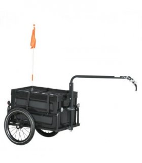 HOMCOM Bicycle Trailer with Foldable Storage Box and Pneumatic Tyres, Black