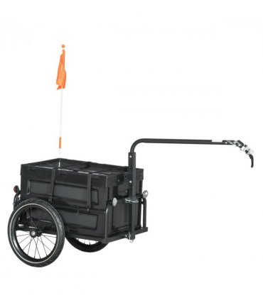 HOMCOM Bicycle Trailer with Foldable Storage Box and Pneumatic Tyres, Black