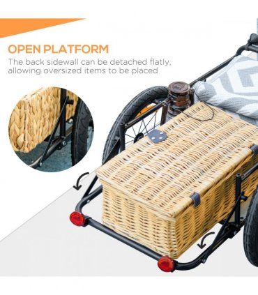 HOMCOM Bicycle Trailer with Foldable Storage Box and Pneumatic Tyres, Black