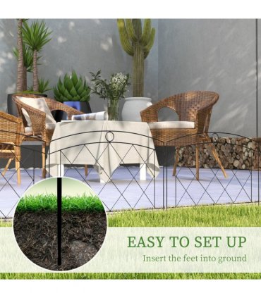 Garden Fence Metal Black 366L x 61Hcm Elegant and Durable Patio Decoration
