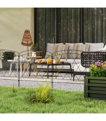 Garden Fence Metal Black 366L x 61Hcm Elegant and Durable Patio Decoration