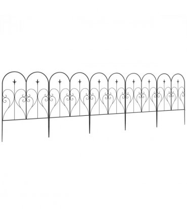 Metal Black Garden Fence 305L x 81H cm Heart-shaped Scrollworks Arrows