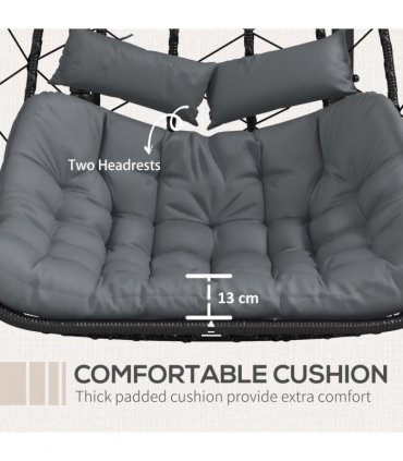Outsunny PE Hanging Swing Chair with Thick Cushion, Patio Hanging Chair, Black