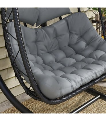 Outsunny PE Hanging Swing Chair with Thick Cushion, Patio Hanging Chair, Black
