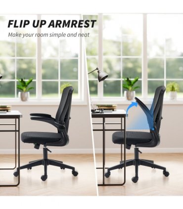 Mesh Office Chair Computer Chair with Lumbar Support, Swivel Wheels, Black