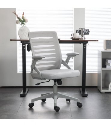 Mesh Office Chair Grey Sponge ABS Mesh(polyester) 58.5cm x 58cm x 100cm Vinsetto