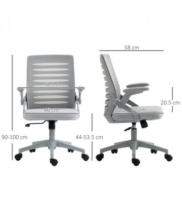 Mesh Office Chair Grey Sponge ABS Mesh(polyester) 58.5cm x 58cm x 100cm Vinsetto