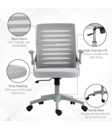 Mesh Office Chair Grey Sponge ABS Mesh(polyester) 58.5cm x 58cm x 100cm Vinsetto