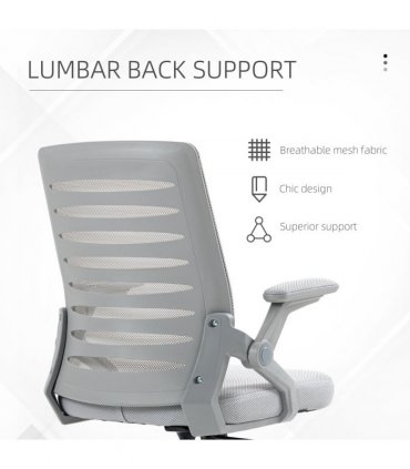 Mesh Office Chair Grey Sponge ABS Mesh(polyester) 58.5cm x 58cm x 100cm Vinsetto