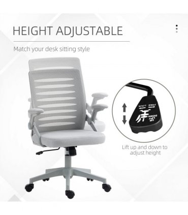 Mesh Office Chair Grey Sponge ABS Mesh(polyester) 58.5cm x 58cm x 100cm Vinsetto