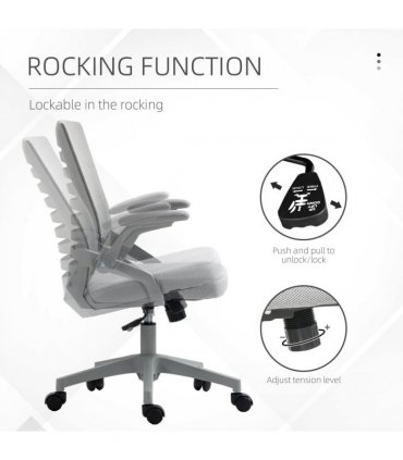 Mesh Office Chair Grey Sponge ABS Mesh(polyester) 58.5cm x 58cm x 100cm Vinsetto