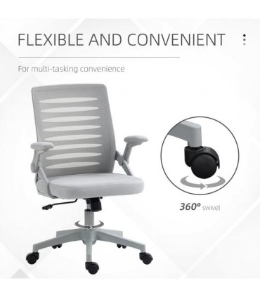 Mesh Office Chair Grey Sponge ABS Mesh(polyester) 58.5cm x 58cm x 100cm Vinsetto