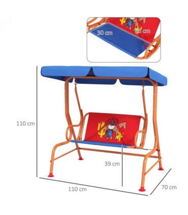 Kids Swing Chair, Steel and Polyester, Multi-Coloured with Adjustable Canopy