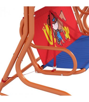 Kids Swing Chair, Steel and Polyester, Multi-Coloured with Adjustable Canopy
