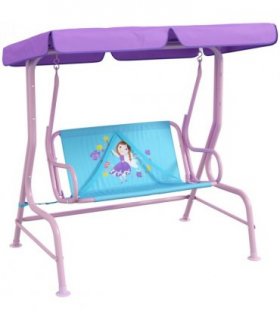Kids Swing Chair Blue and Purple Steel and Polyester 110L x70W x110Hcm