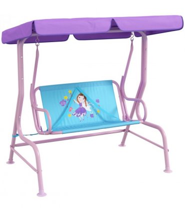 Kids Swing Chair Blue and Purple Steel and Polyester 110L x70W x110Hcm