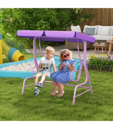 Kids Swing Chair Blue and Purple Steel and Polyester 110L x70W x110Hcm