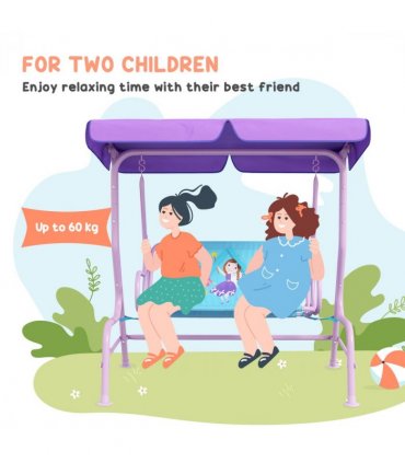 Kids Swing Chair Blue and Purple Steel and Polyester 110L x70W x110Hcm