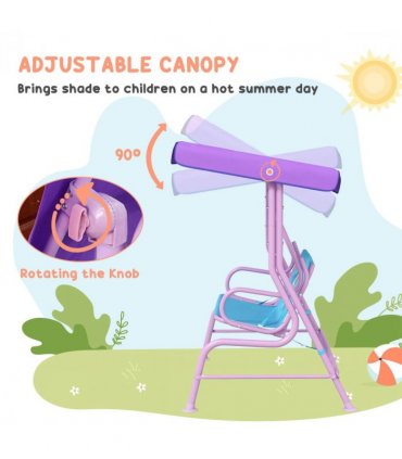 Kids Swing Chair Blue and Purple Steel and Polyester 110L x70W x110Hcm