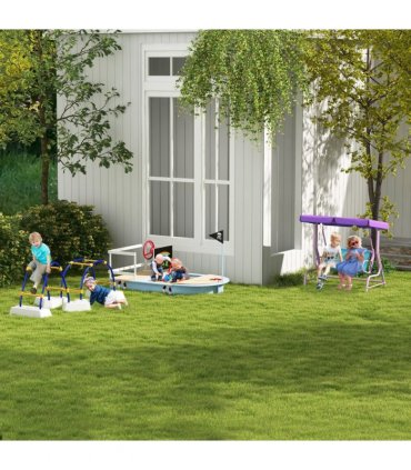 Kids Swing Chair Blue and Purple Steel and Polyester 110L x70W x110Hcm