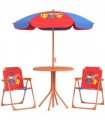 Kids Bistro Table and Chair Set with Cowboy Theme, Adjustable Parasol, Steel